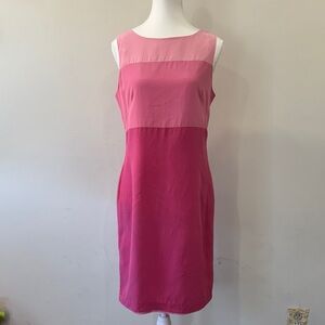 Vintage 100% Silk Pink Colorblock Dress - Size 6